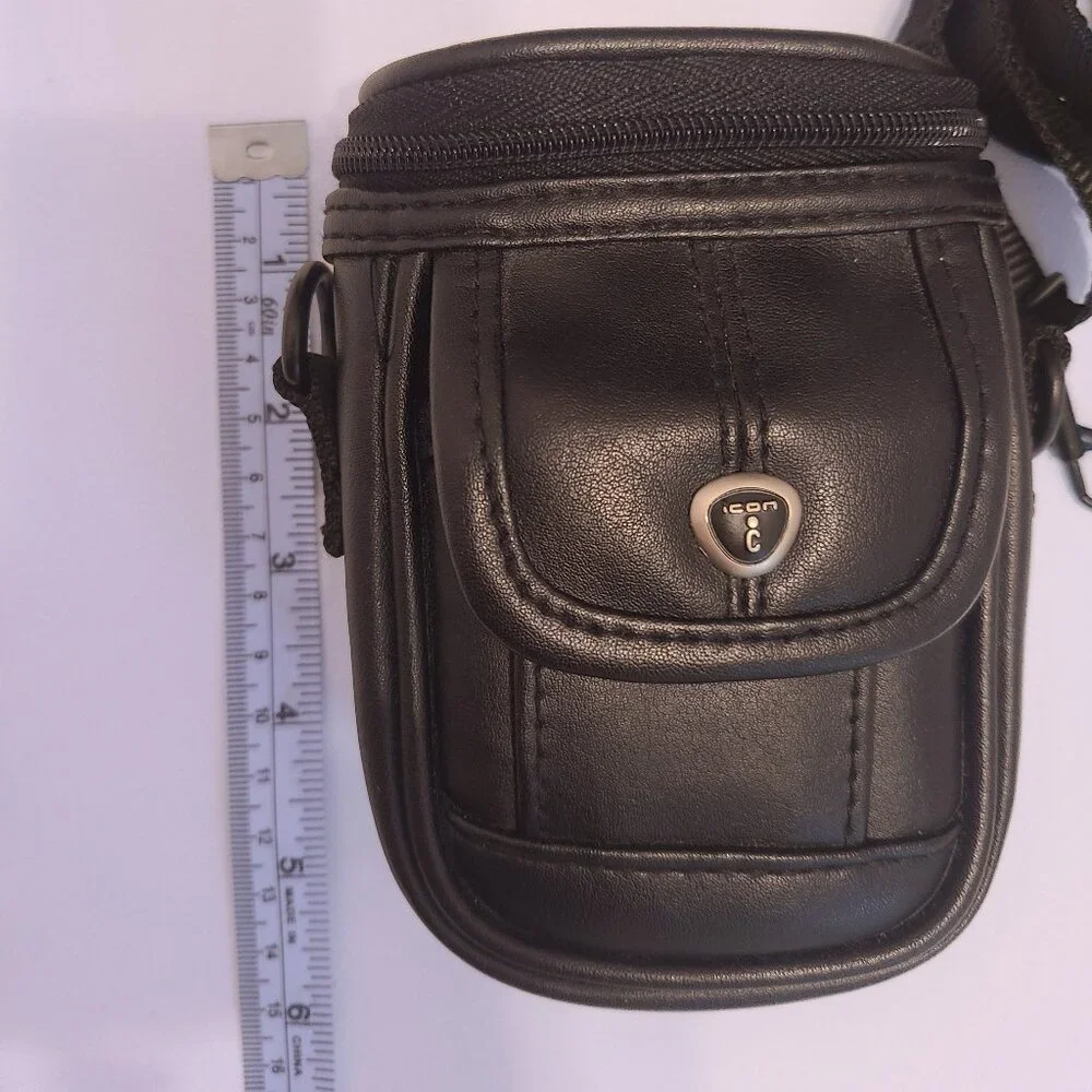 Icon Black Faux Leather Vintage Digital Camera Pouch - Picture 14 of 15